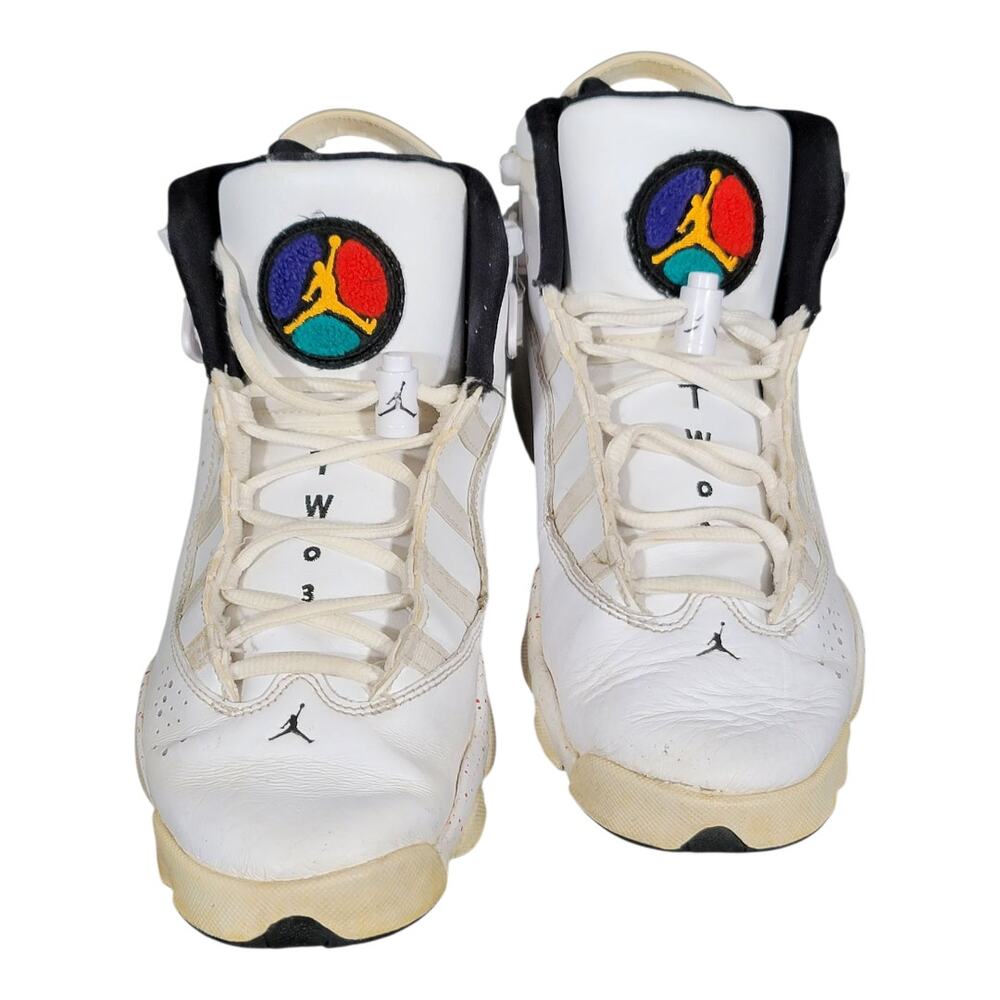 Nike Air Jordan 6 Rings Confetti White Basketball Shoes 323419-100 Boys Size 7Y
